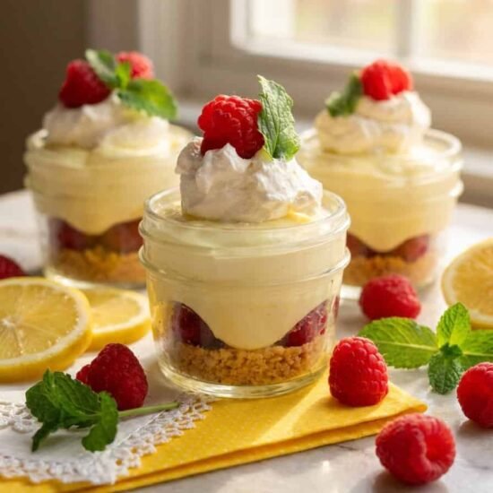 Lemon Raspberry No-Bake Cheesecake Cups