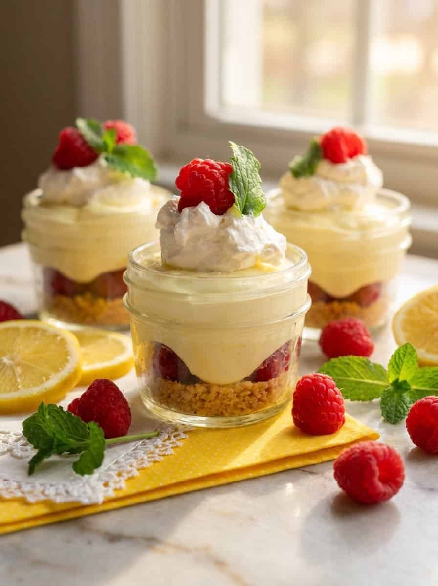 Lemon Raspberry No-Bake Cheesecake Cups