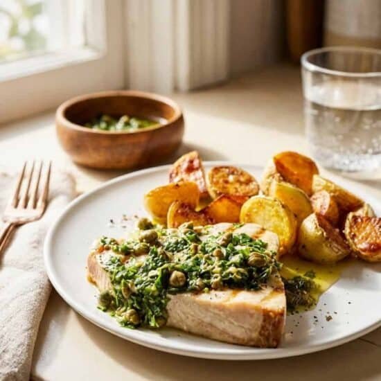 Tuna Steaks with Lemon Caper Sauce